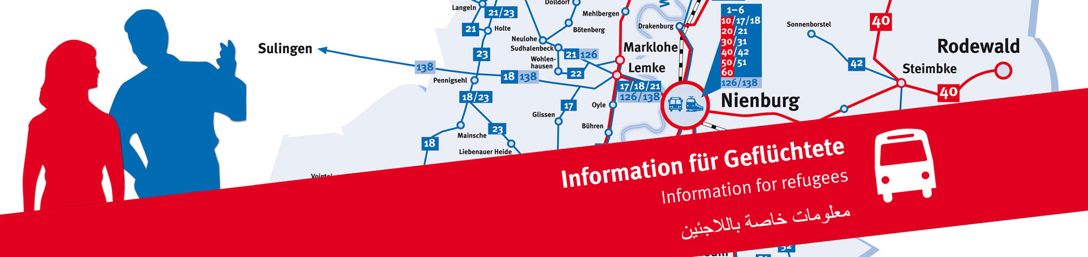 Dieses Bild zeigt eine Überschrift Information für Geflüchtete